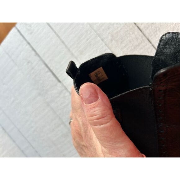 Goth Punk Chunky Lug Sole Brogue Chelsea Boots Black Leather Wingtip - Picture 9 of 9